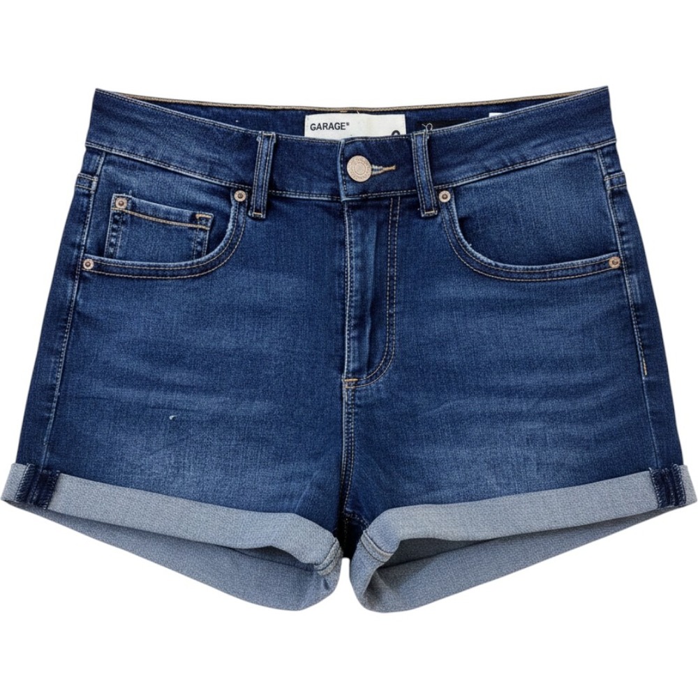 Garage Premium Retro High Waist Denim Shorts Dark Wash Cuffed Size 0 Womens